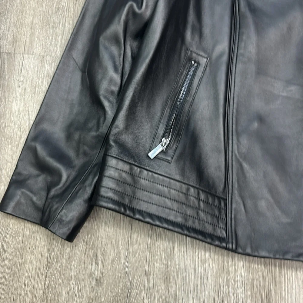 MICHAEL Michael Kors Petite Asymmetric Leather Moto Coat